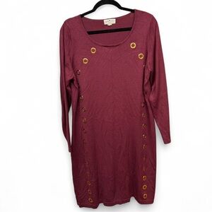 Derek Heart Maroon Dress with Gold Eyelets